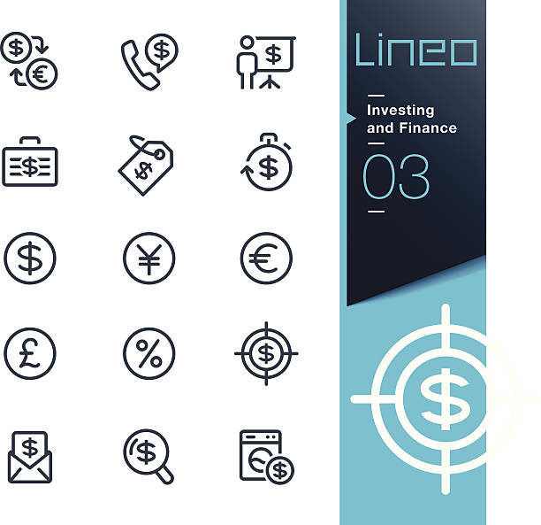 Lineo - Investing and Finance outline icons Vector illustration, Each icon is easy to colorize and can be used at any size.  financial advisor percentage sign business finance stock illustrations