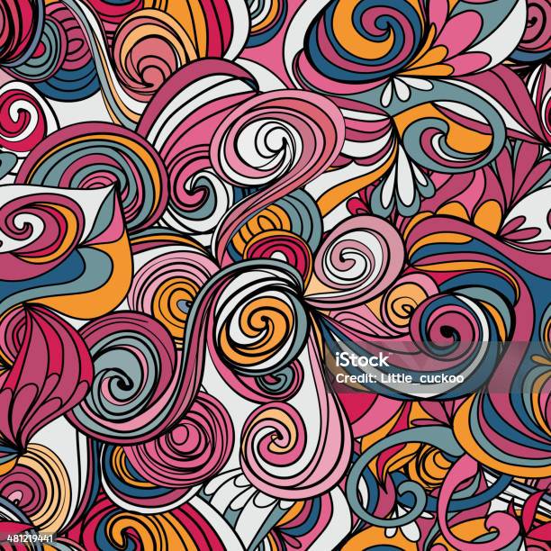 Seamless Wave Handdrawn Pattern Waves Background Stock Illustration - Download Image Now - Abstract, Art, Art And Craft