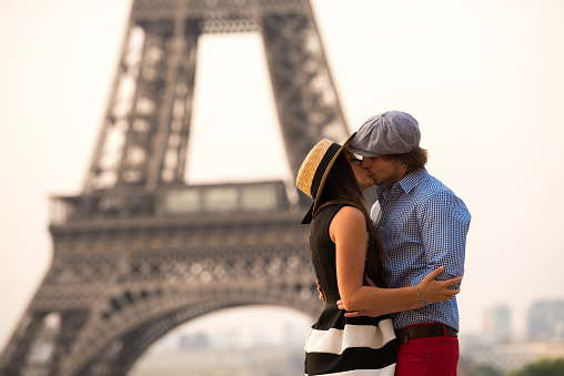 Young couple on white background