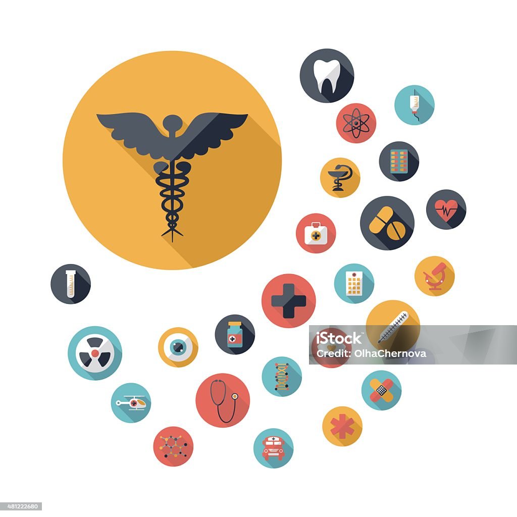 Set of flat design concept icons for medicine 2015 stock vector