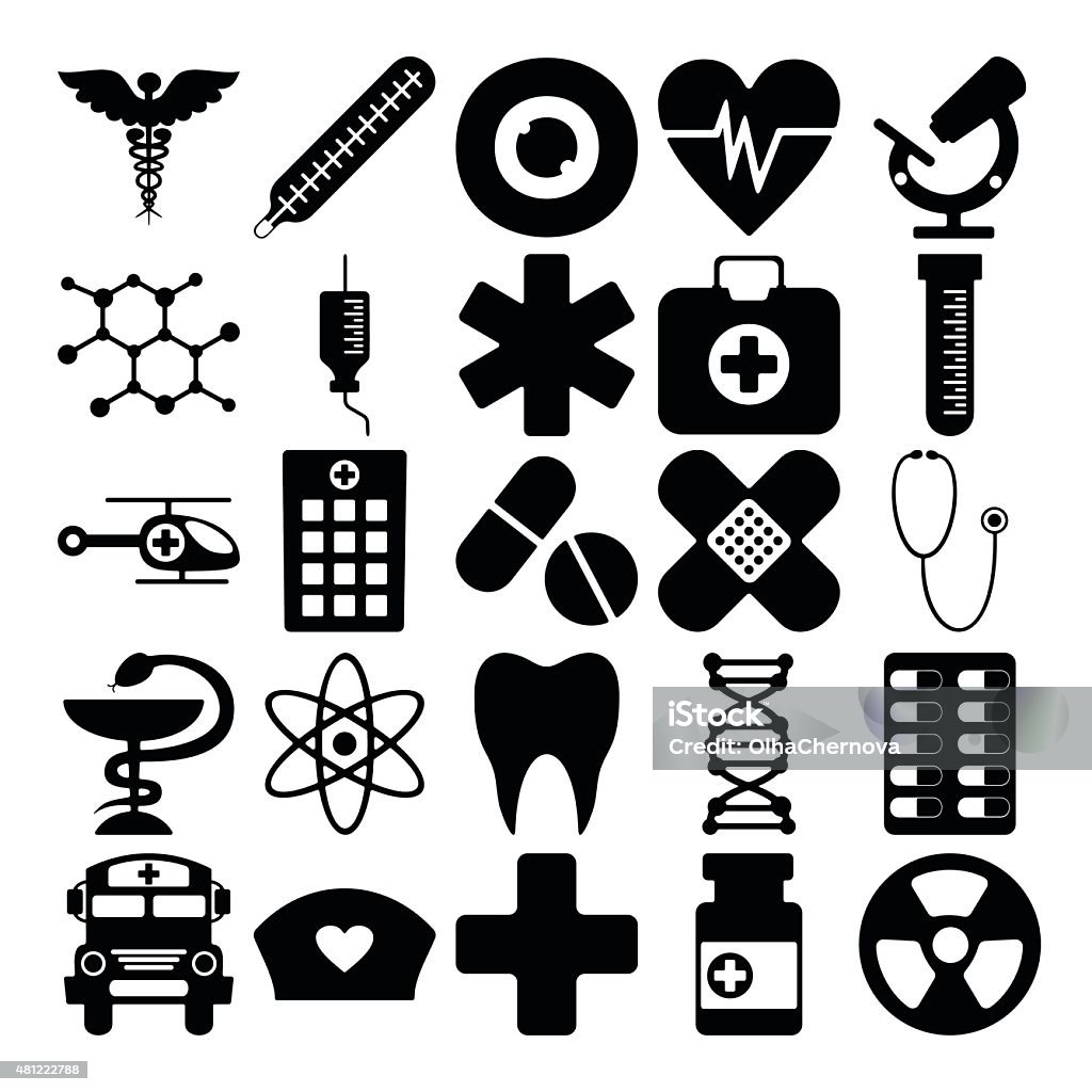 Set of black icons on white background medicine Set of black icons on white background of medicine 2015 stock vector