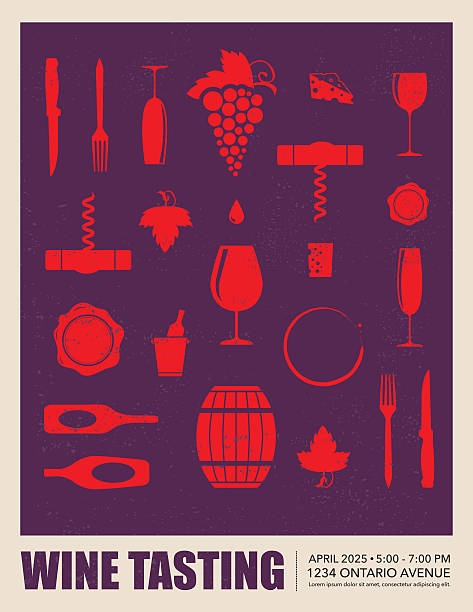와인 시음 행사 포스터 - wine stock illustrations