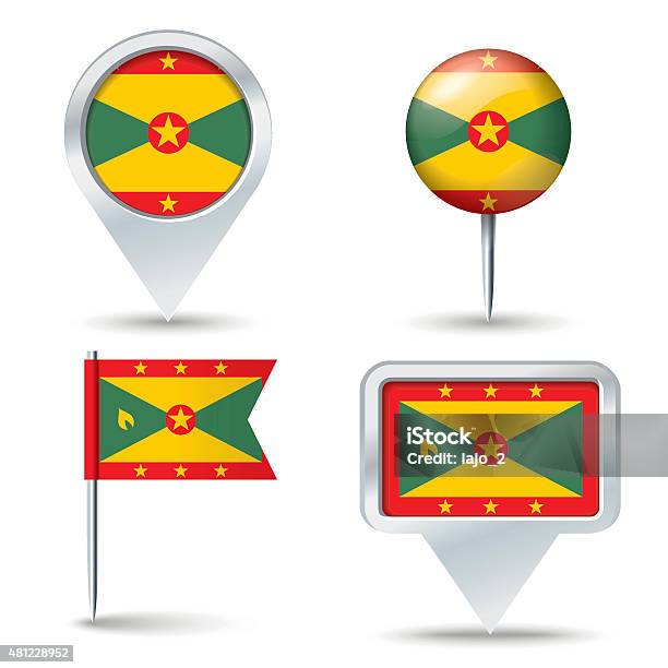 Map Pins With Flag Of Grenada Stock Illustration - Download Image Now - 2015, Abstract, Backgrounds