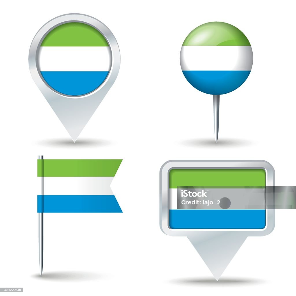 Map pins with flag of Sierra Leone Map pins with flag of Sierra Leone - vector illustration 2015 stock vector