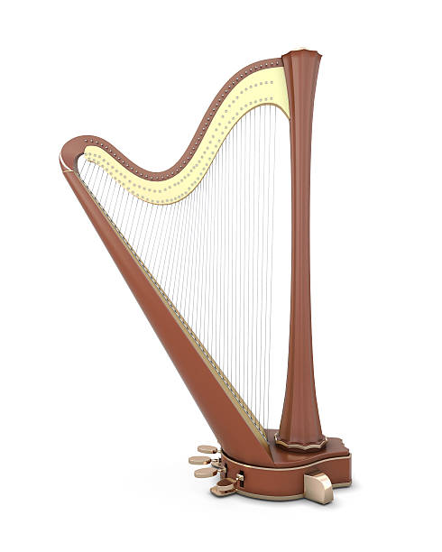 Harp isolated on a white Harp isolated on white background. Music instruments series. 3d illustration. harp stock pictures, royalty-free photos & images