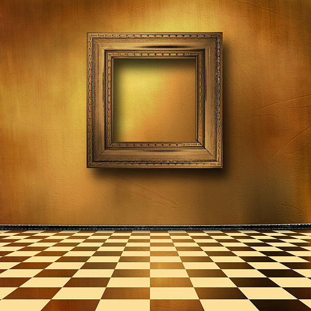 istock Old room, grunge  interior with frames in style baroque 481230234