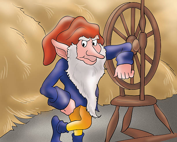Rumpelstiltskin With Spindle And Straw Stock Illustration