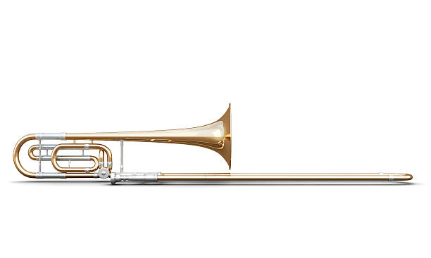 trombone isolato su sfondo bianco - tenor foto e immagini stock
