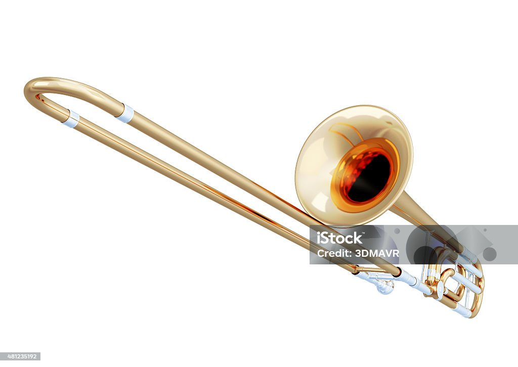 Trombone close-up Trombone close-up isolated on white background. 2d illustration. Trombone Stock Photo