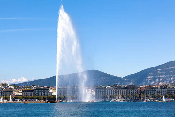 Geneva water fountain stock photo