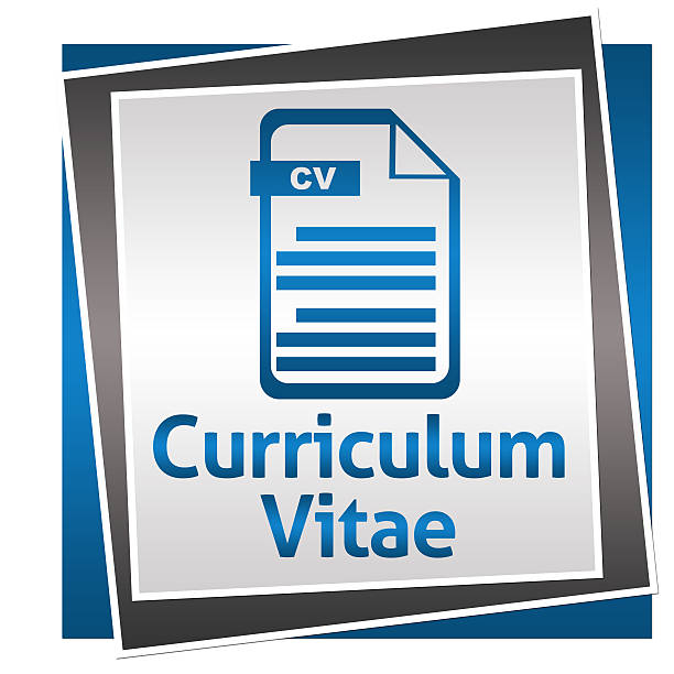 Curriculum Vitae Blue Grey Square With Icon stock photo