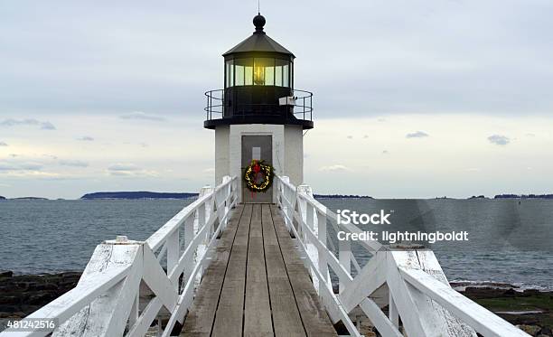 Decorated For The Holidays Stock Photo - Download Image Now - Christmas, Lighthouse, Maine