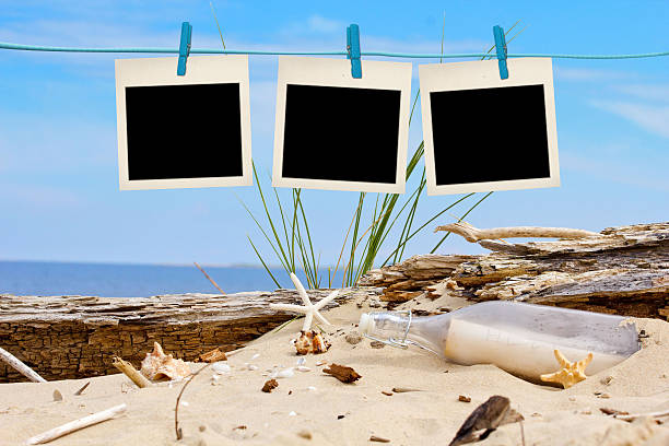 istock blank instant photos hanging on clothesline at the beach 481243298