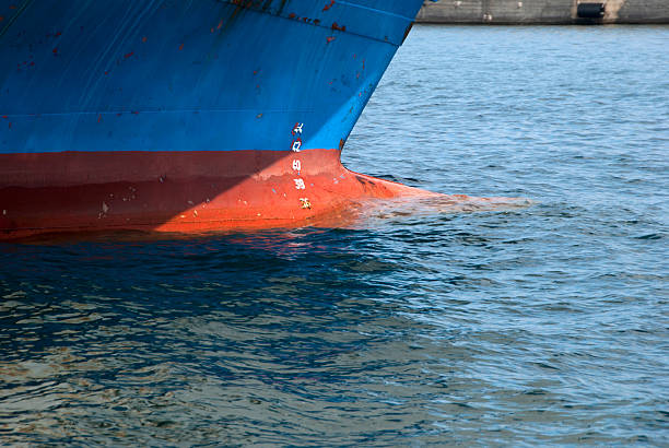 ship Bulbous bow and Load Line Markers ship Bulbous bow and Load Line Markers ballast water stock pictures, royalty-free photos & images