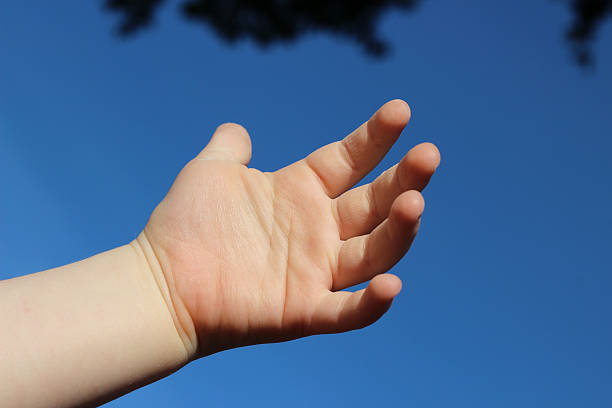 Children's hand in the sun