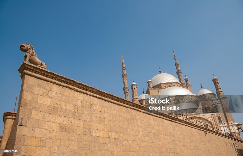 Mohammed Ali or Alabaster Mosque,  Saladin Citadel, Cairo, Egypt The great Mosque of Muhammad Ali Pasha or Alabaster Mosque is a mosque situated in the Citadel of Cairo in Egypt and commissioned by Muhammad Ali Pasha between 1830 and 1848.  Situated on the summit of the citadel, this Ottoman mosque, the largest to be built in the first half of the 19th century, is, with its animated silhouette and twin minarets, the most visible mosque in Cairo. The mosque was built in memory of Tusun Pasha, Muhammad Ali's oldest son, who died in 1816. 2015 Stock Photo