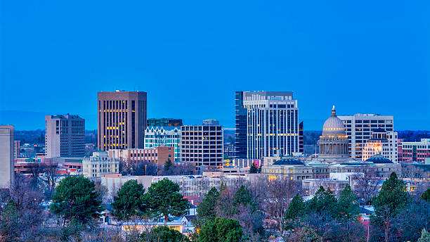 istock Boise Skyline at night before sunrise 481248347