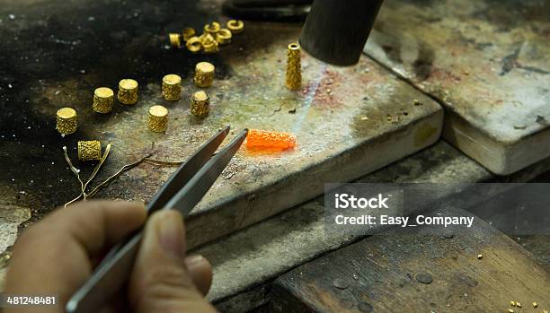 Goldsmith Working With A Unfinished Work Stock Photo - Download Image Now - Adult, Adults Only, Art And Craft