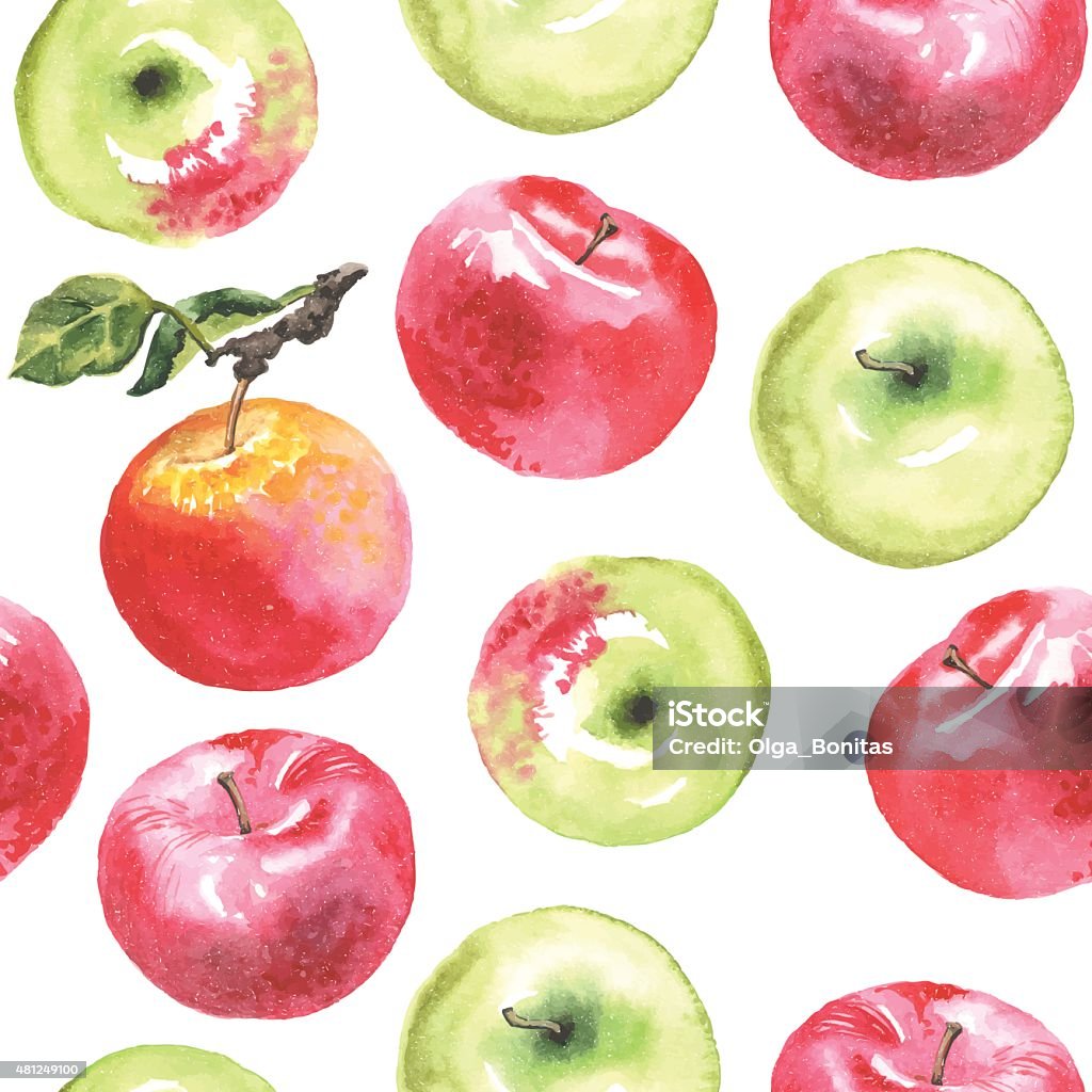 水彩リンゴパターン - リンゴのロイヤリティフリーベクトルアート