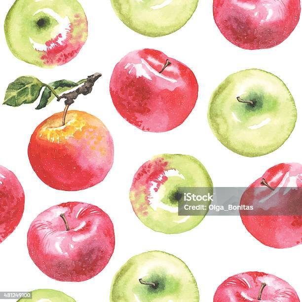 水彩リンゴパターン - リンゴのベクターアート素材や画像を多数ご用意 - リンゴ, 水彩画, 模様