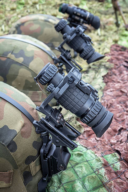 istock Modern kevlar helmets with night vision goggles 481249454
