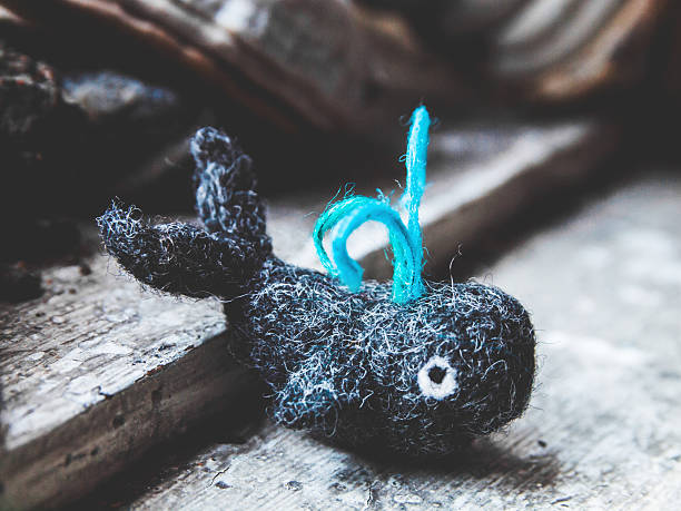 Miniature needle felted whale, wool handmade toy