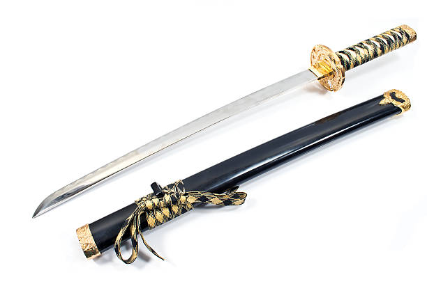 istock Japanese samurai katana sword isolated on white 481252783
