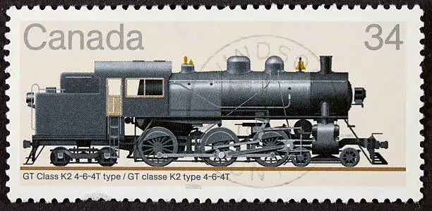 CANADA - CIRCA 1980 A stamp printed at Canada shows a train CP Class P2a 2-8-2 type, circa 1980