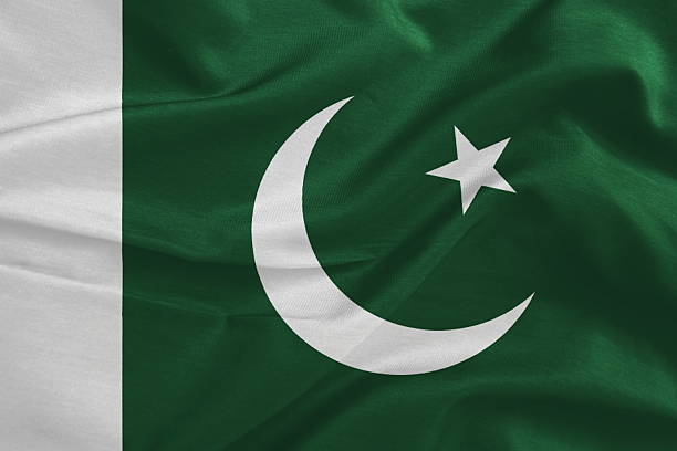 istock Pakistan flag pattern on the fabric texture ,vintage style 481254386