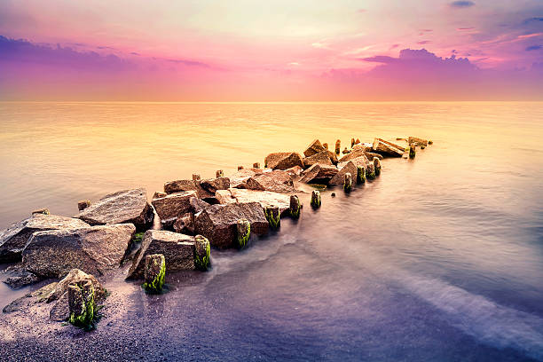 istock Golden hour, peaceful sea landscape after sunset. 481254588