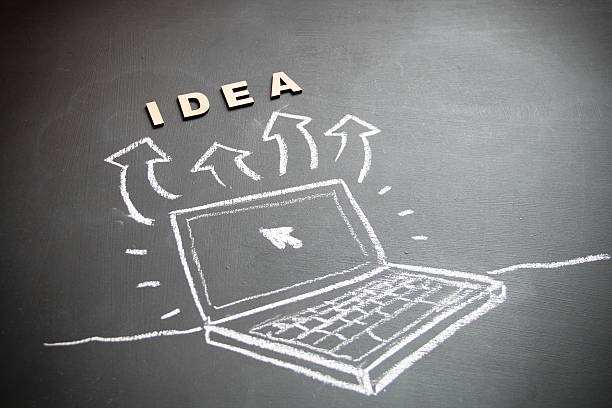 istock Drawing of a laptop with a concept on blackboard 481254622