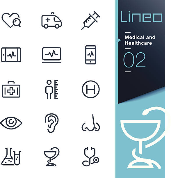 lineo-의료 및 의료 외형선 아이콘 - medical injection syringe icon set symbol stock illustrations