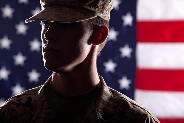 U S Marine Soldier Portrait of a US Marine soldier. us marine corps stock pictures, royalty-free photos & images