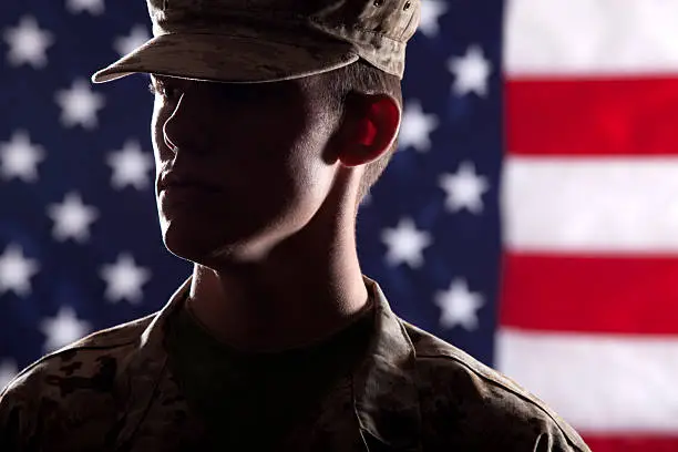 Portrait of a US Marine soldier.