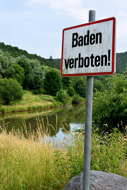 istock Sign bathing forbidden at sea 481260634