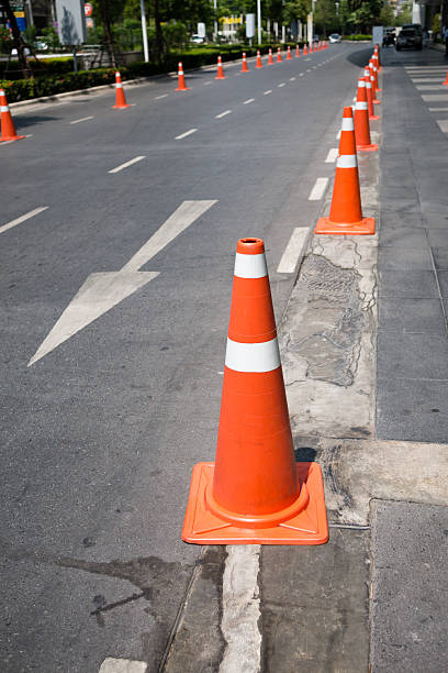 istock Traffic control cones at side street to prevent car parking 481264789