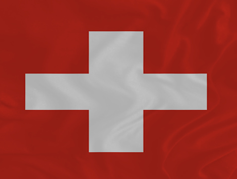 Switzerland flag pattern on the fabric texture ,vintage style