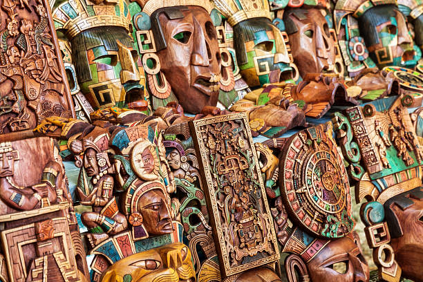 istock Mayan wooden handcrafted masks and calendars 481264829
