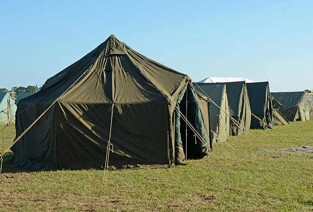 Military camp stock photo