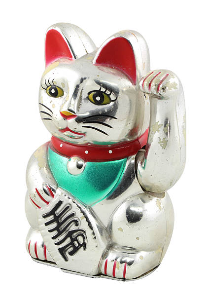 istock Silver Maneki Neko Japan Lucky Cat, Isolated with Clipping path 481274235