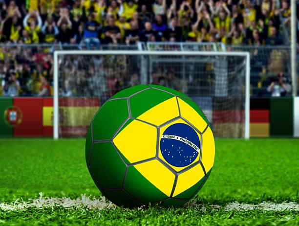 istock Brazil Ball with Goal Post and Crows 481277381