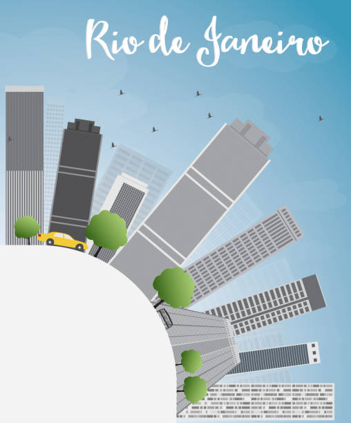 ilustrações de stock, clip art, desenhos animados e ícones de horizonte rio de janeiro com edifícios cinzas e azul céu - rio de janeiro brazil jesus christ travel