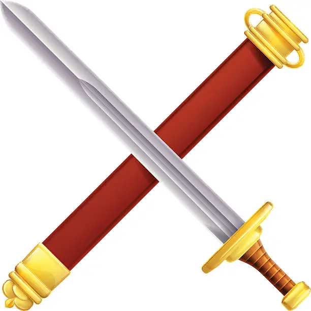 Vector illustration of Crossed sword and scabbard