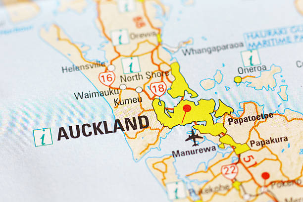 Auckland area on a map stock photo