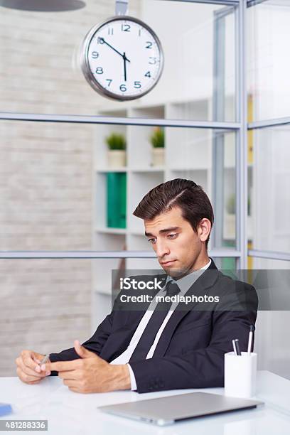 Being Bored At Office Stock Photo - Download Image Now - 2015, 6 O'Clock, Adult