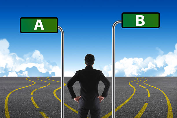Cross roads with plan A plan B road signs