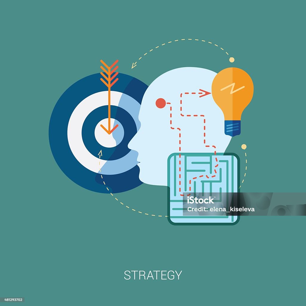 maze and problem solving flat icon concept Flat design icons for internet advertising web development, internet marketing strategy, consulting and graphic design. Concept icons for web & mobile services vector illustration. Human head profile. 2015 stock vector