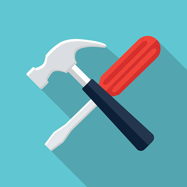 Screwdriver and hammer icon Screwdriver and hammer icon mobile phone finance business technology stock illustrations