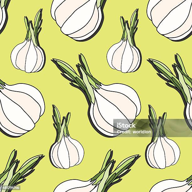 Vector Garlic Pattern Elegant Seamless Pattern With Hand Drawn Garlic Design Elements Stock ...