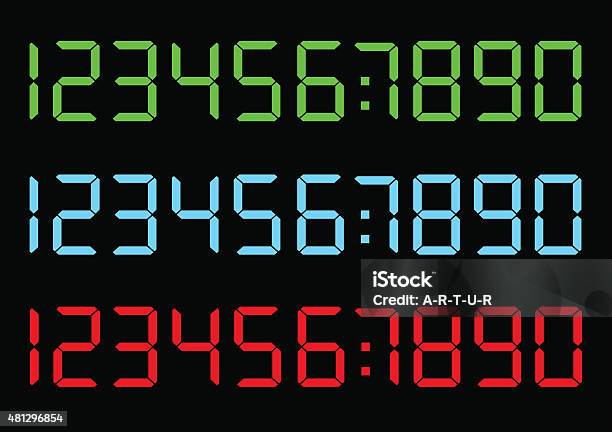 Time Machine Digital Numbers Vector Set Of Digital Numbers Stock Illustration - Download Image Now ...